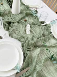 1 Stück Einfarbig Falten Tischläufer - Grün - Übersicht 2