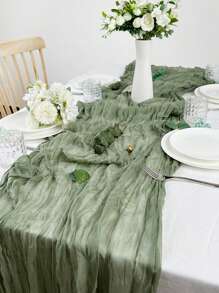 1 Stück Einfarbig Falten Tischläufer - Grün - Übersicht 3