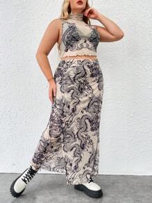 SHEIN EZwear Bộ thời trang Plus Size Thắt nút Xù nhỏ Xù Trọn gói Thú vật Đồ họa Giải trí - Nhiều màu - Xem 3