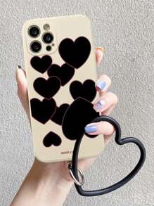 Heart Print Phone Case With Lanyard - Multicolor - View 1