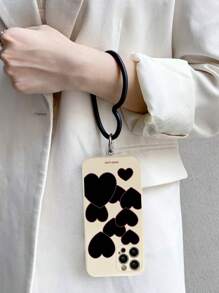Heart Print Phone Case With Lanyard - Multicolor - View 2