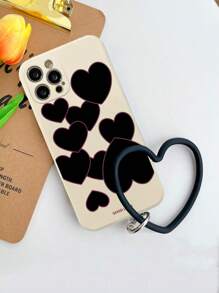 Heart Print Phone Case With Lanyard - Multicolor - View 5