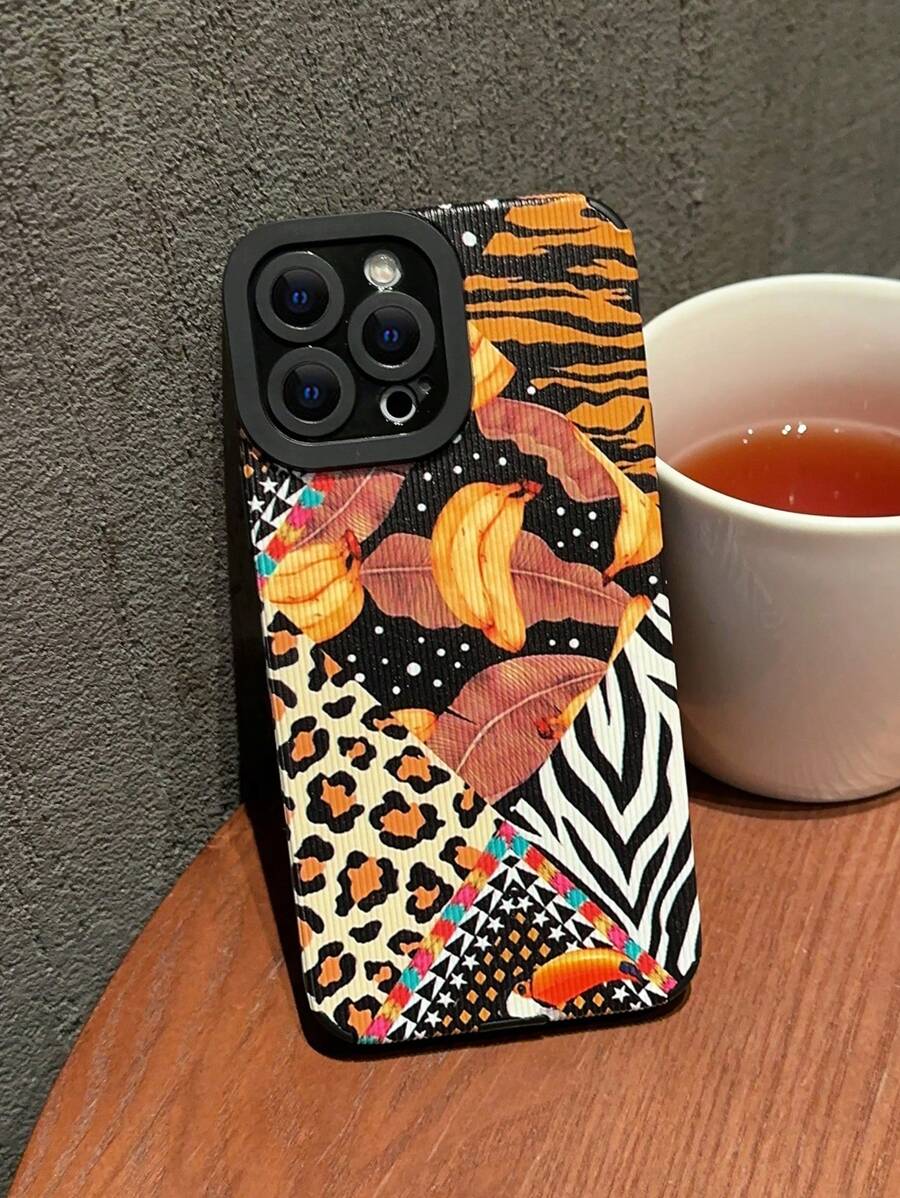 Leopard Print Patchwork Pattern Phone Case - Multicolor - View 1
