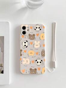 貓熊和兔子印花手機外殼附帶繩子 - 彩色 - 查看 2