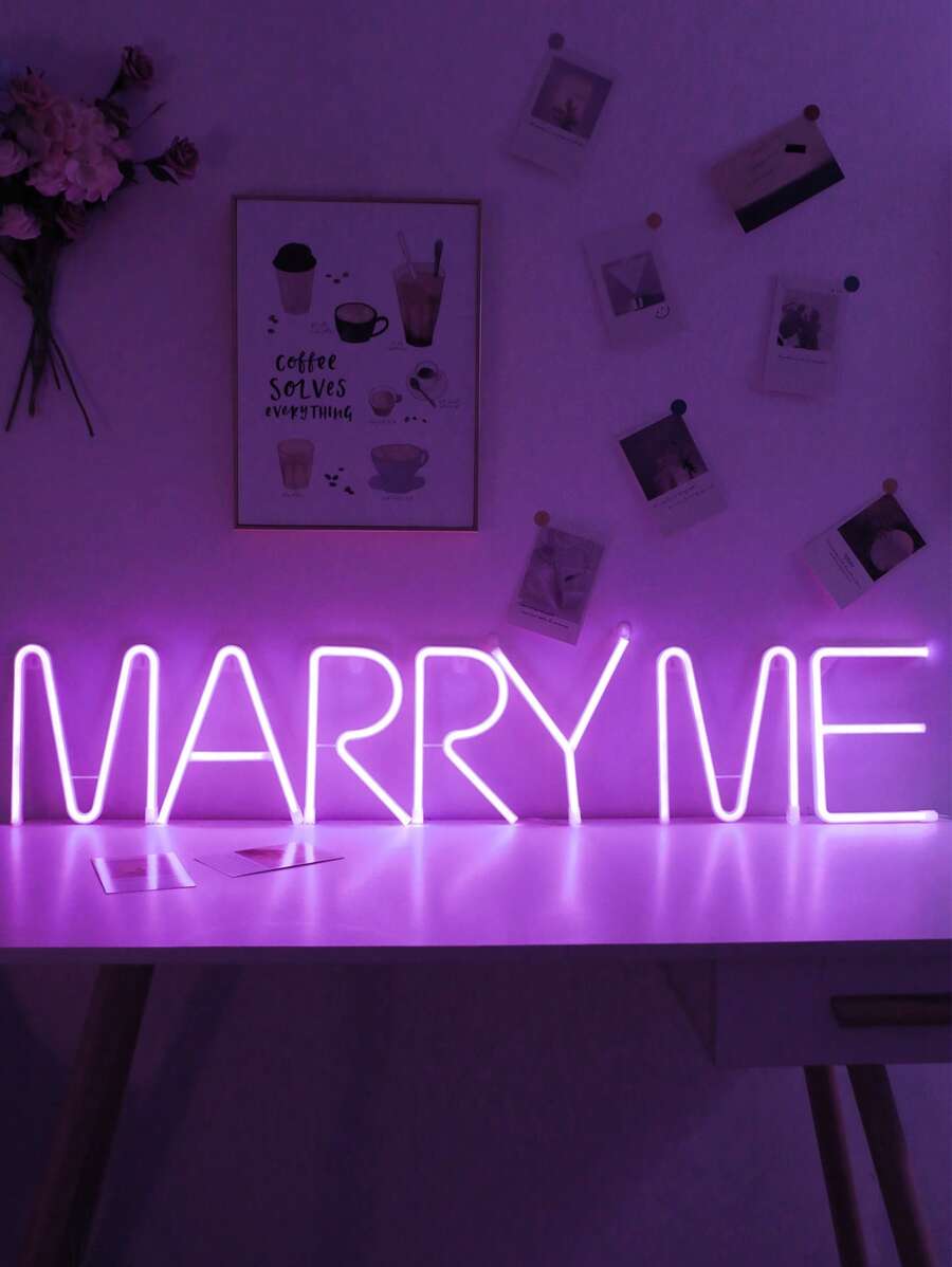1 Pieza Letra Inglesa Y Números Árabes En Luz Neón Led En Forma Para Decorar Dormitorio, Cumpleaños, Bodas, Fiestas, Propuestas, Festivales Y Regalos - Morado - Ver 1