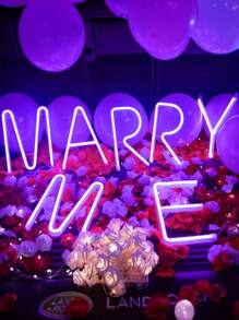 1入組led霓虹燈英文字母和阿拉伯數字造型, 適用於臥室、生日、婚禮、派對、求婚、節日裝飾和禮物 - 紫色 - 查看 3