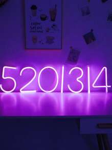 1入組led霓虹燈英文字母和阿拉伯數字造型, 適用於臥室、生日、婚禮、派對、求婚、節日裝飾和禮物 - 紫色 - 查看 6