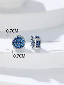 水鑽裝飾耳環 - 寶藍色 - 查看 3