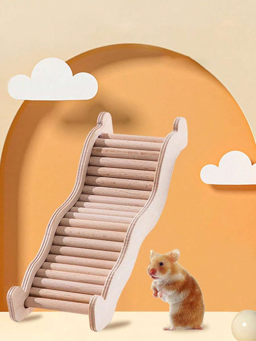 1入組木梯設計倉鼠玩具小動物玩耍 - 杏色 - 查看 1