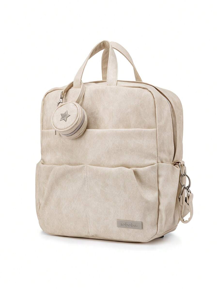 SOBOBA PC Baby Letter Patch Trang trí Túi đựng tã với Túi đựng bình sữa cho bé - Màu be - Xem 1