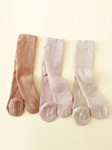 3 pasang Celana Ketat Non-slip Bayi Solid - MultiWarna - View 2