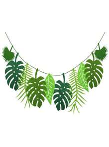 1pc Tropical Leaf Decor Pull Flag - Green - View 2