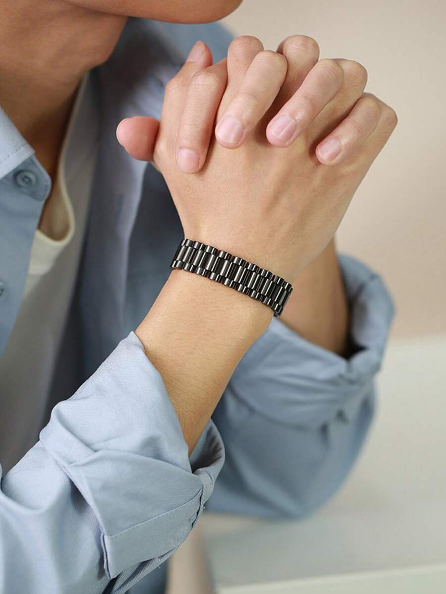 Men Minimalist Bracelet - Black - View 1