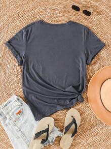 INAWLY Audiotape And Slogan Graphic Tee I'M NOT OLD 1985 I'M A CLASSIC Graphic Tees Women Tops - Grey - View 2