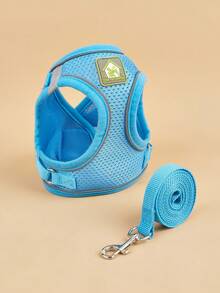 1 Dây Đai Thú Cưng Phản Quang Ban Đêm Thoáng Khí & 1 Dây Xích Thú Cưng Cho Chó Và Mèo Cho Tất Cả Các Mùa - Màu xanh lam - Xem 5