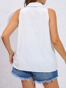 SHEIN Essnce Plus Solid Button Front Shirt - White - View 2