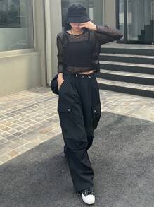 DAZY 中空上衣,不含cami Top - 黑色 - 查看 3