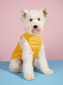 1pc Cartoon Cat Print Pet Tank For Dog And Cat For Summer - Yellow - View 2