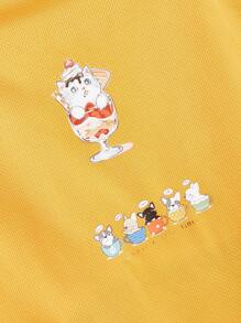 1pc Cartoon Cat Print Pet Tank For Dog And Cat For Summer - Yellow - View 3