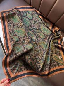 1pc Women's Faux Silk Paisley Print 70cm Square Scarf, Classic Paisley Pattern Bandana, Fashion Accessory & Professional Neckerchief, Suitable For Daily Wear - Multicolor - View 4
