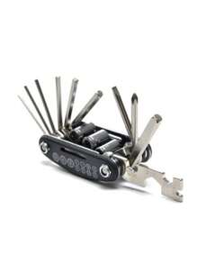 1pc 16 In 1 Stainless Steel Multifunction Foldable Wrench - Black - View 2