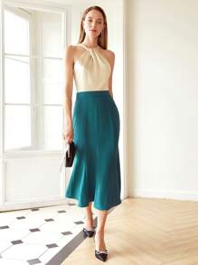 MOTF PREMIUM Váy nàng tiên cá Hai tông màu Halterneck - Nhiều màu - Xem 8