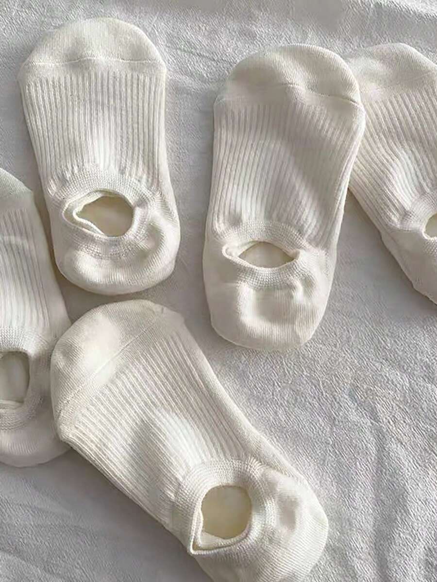 5pairs Solid Invisible Socks