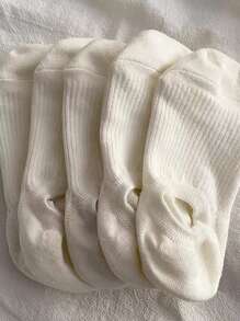 5pairs Solid Invisible Socks