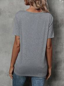 SHEIN Unity 素色口袋貼布T恤 - 灰色 - 查看 6