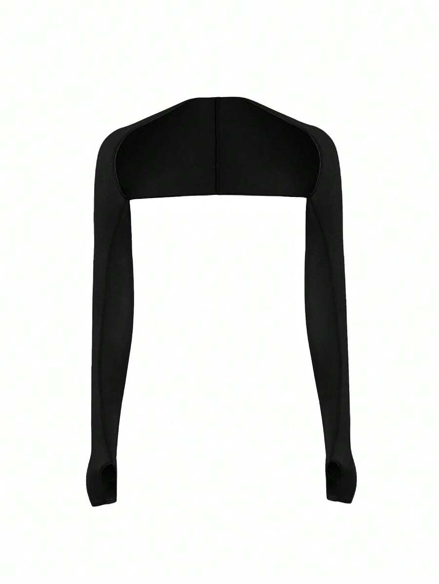 Sun Protective Anti UV 1pc Black Sunscreen Shawl With Arm Sleeve - Black - View 1