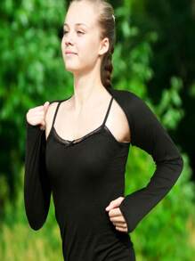 Sun Protective Anti UV 1pc Black Sunscreen Shawl With Arm Sleeve - Black - View 2