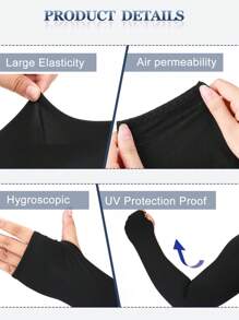 Sun Protective Anti UV 1pc Black Sunscreen Shawl With Arm Sleeve - Black - View 3