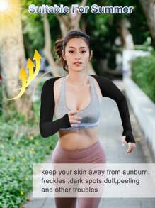 Sun Protective Anti UV 1pc Black Sunscreen Shawl With Arm Sleeve - Black - View 6