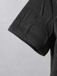 SHEIN Boys Letter Patched Tee & Shorts - Black - View 3