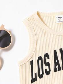 SHEIN 年輕女孩字母圖形背心和破洞牛仔褲 - 彩色 - 查看 3