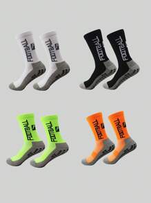 4 Paar Sportive, rutschfeste Athletiksocken mit Buchstabengrafik für Outdoor