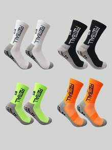 4 Paar Sportive, rutschfeste Athletiksocken mit Buchstabengrafik für Outdoor