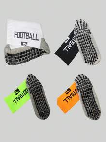 4 Paar Sportive, rutschfeste Athletiksocken mit Buchstabengrafik für Outdoor