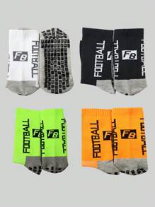 4 Paar Sportive, rutschfeste Athletiksocken mit Buchstabengrafik für Outdoor