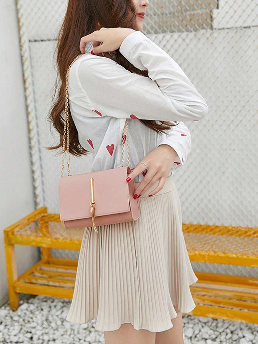 Túi vuông mini Baby Pink Tua trang trí chuỗi dây đeo cho hàng ngày - Hồng - Xem 1