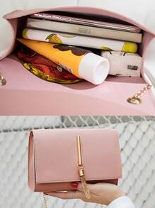 Túi vuông mini Baby Pink Tua trang trí chuỗi dây đeo cho hàng ngày - Hồng - Xem 3