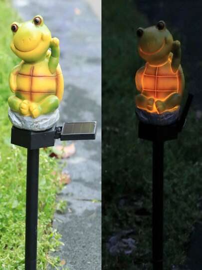 1pc Polyresin Decoration Craft, Cute Turtle Design Garden Statue For Garden Best Gifts Birthday