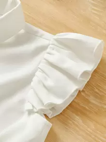 SHEIN Tween Girl Ruffle Trim Shirt & Ditsy Floral Print Cami Dress - Multicolor - View 4