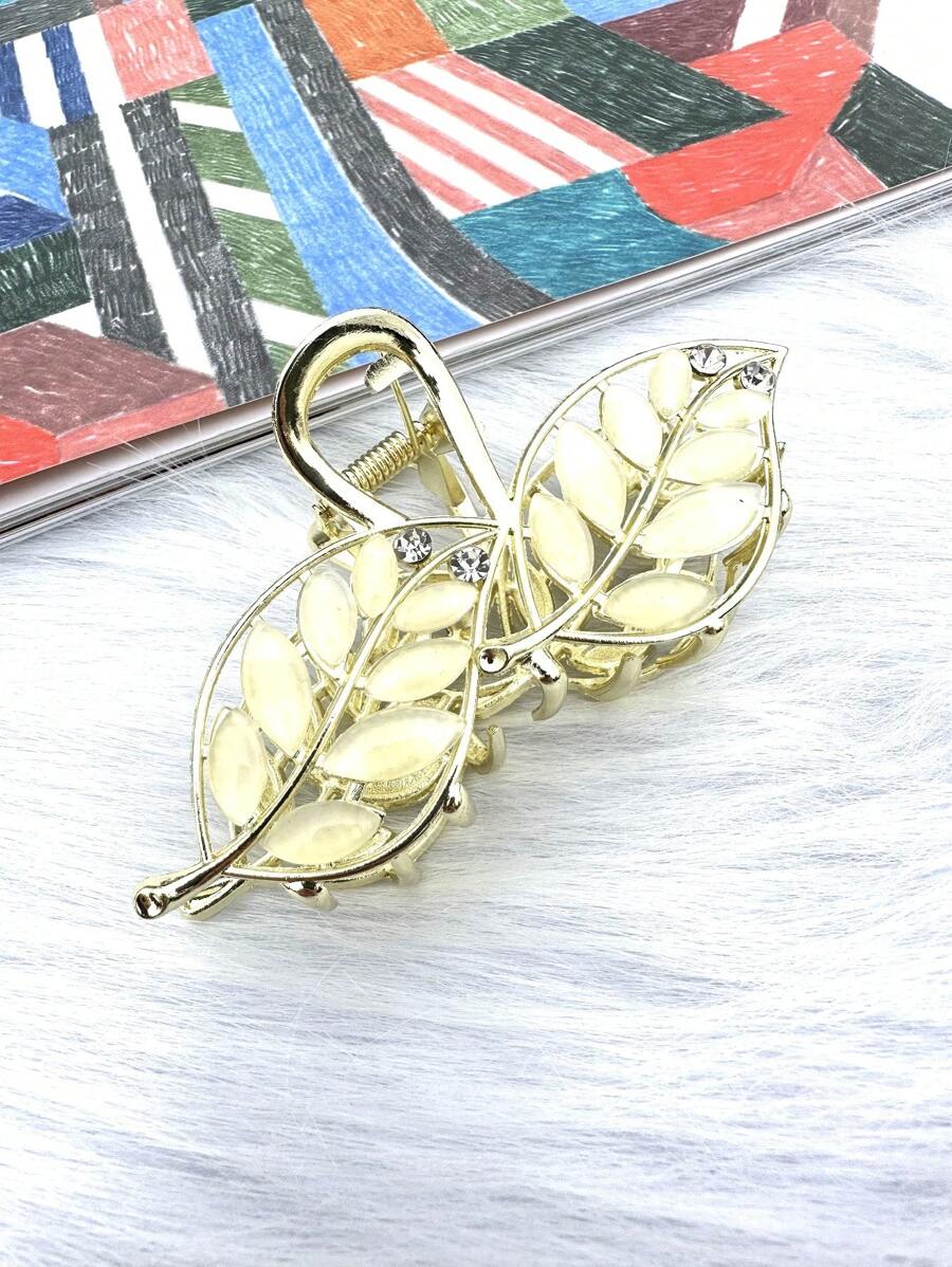 Leaf Design Hair Claw - Gold - View 1