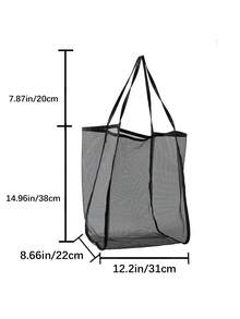 Small Beach Bag Mesh Design Black - Black - View 3