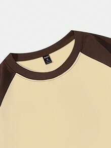 ROMWE MEN Prep Camiseta estilo raglan con estampado de estrellas y eslogan para hombres, escuela