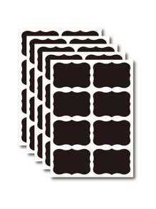 6pcs Solid Color Label Sticker, Simple Multi-purpose Writable Label Sticker For Student, School, Office - Black - View 1