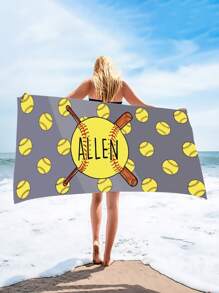 1pc Baseball Pattern Beach Towel, Modern Microfiber Beach Towel For Outdoor Summer Travel, Vacation Holiday Beach Essentials