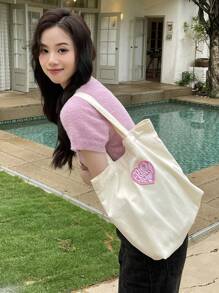 DAZY Túi Xách tay Nữ Hình học Dễ thương - Màu be - Xem 4