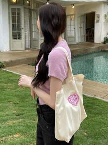 DAZY Túi Xách tay Nữ Hình học Dễ thương - Màu be - Xem 6